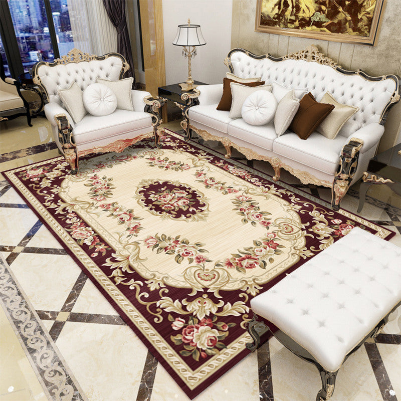 Lisslune | Antique patterned rug multicolored polypropylene indoor rug easy care washable rug for living room