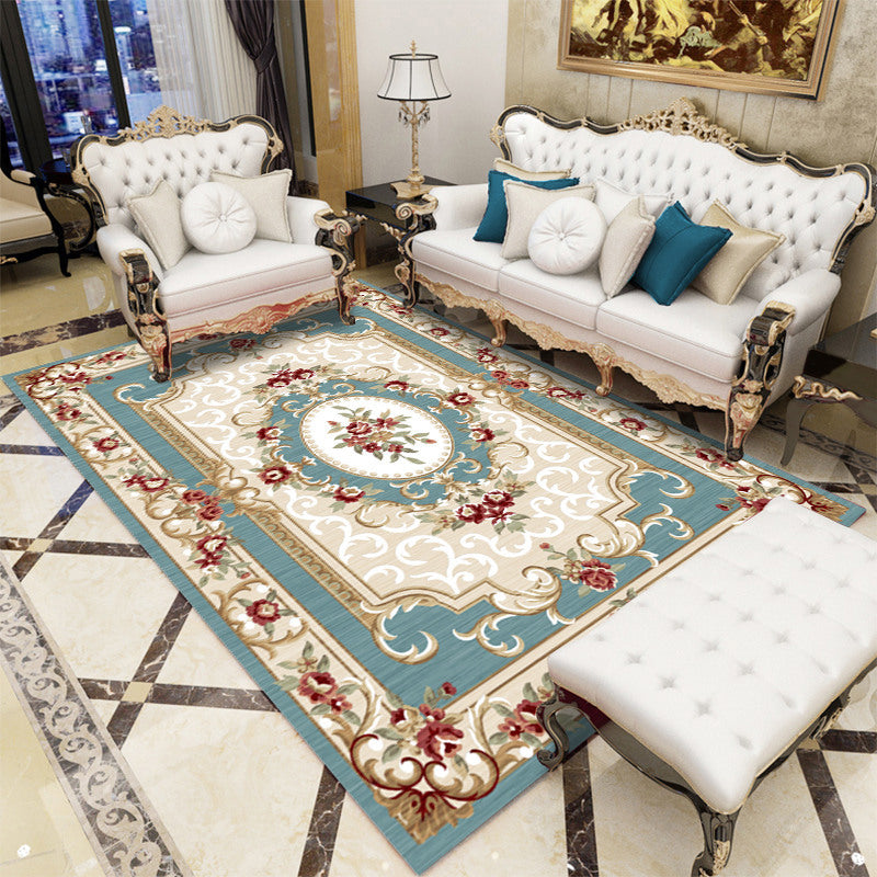 Lisslune | Antique patterned rug multicolored polypropylene indoor rug easy care washable rug for living room