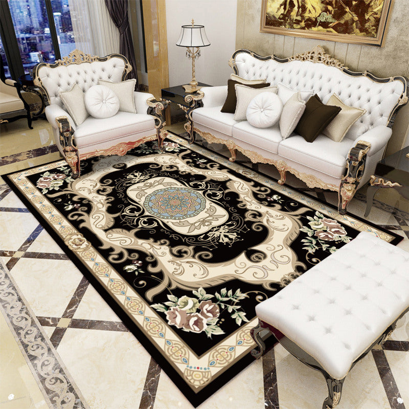 Lisslune | Antique patterned rug multicolored polypropylene indoor rug easy care washable rug for living room
