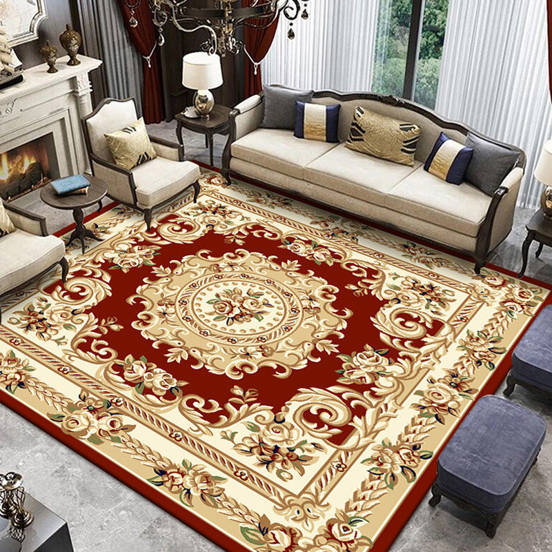 Lisslune | Retro Living Room Rug Multicolor Floral Indoor Rug Polypropylene Pet-Friendly Washable Easy Care Rug
