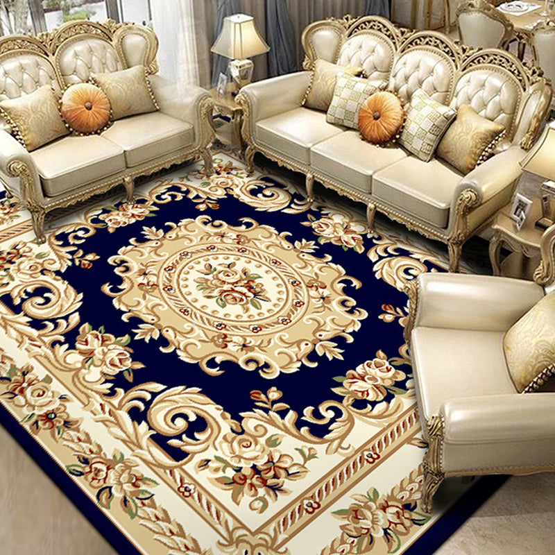 Lisslune | Retro Living Room Rug Multicolor Floral Indoor Rug Polypropylene Pet-Friendly Washable Easy Care Rug