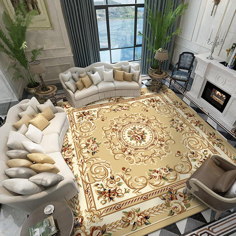 Lisslune | Retro Living Room Rug Multicolor Floral Indoor Rug Polypropylene Pet-Friendly Washable Easy Care Rug