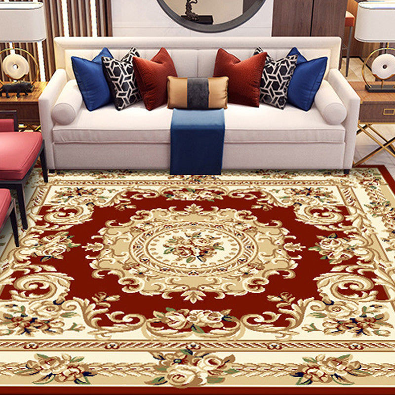 Lisslune | Retro Living Room Rug Multicolor Floral Indoor Rug Polypropylene Pet-Friendly Washable Easy Care Rug