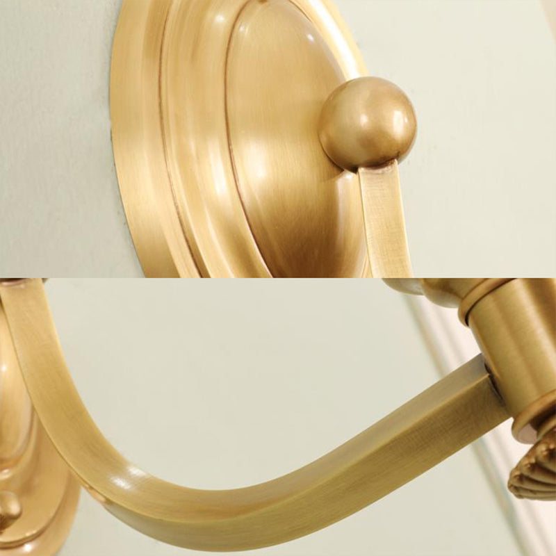Skørter | Brass Bell Wall-Mounted Light Traditional White Glass Shade 1/2-Light Bedroom Wall Sconce with Metal Curved Arm