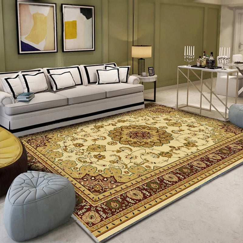 Lisslune | Western Floral Printed Rug Multifunctional Polyester Rug Pet-friendly Non-slip Rug for Living Room