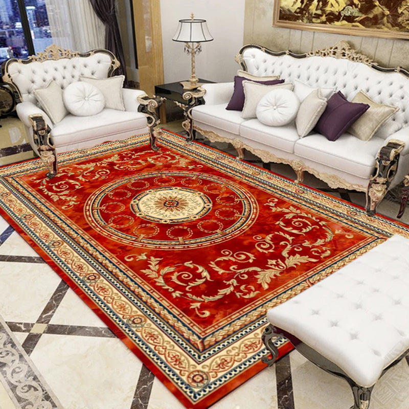 Lisslune | Western Floral Printed Rug Multifunctional Polyester Rug Pet-friendly Non-slip Rug for Living Room