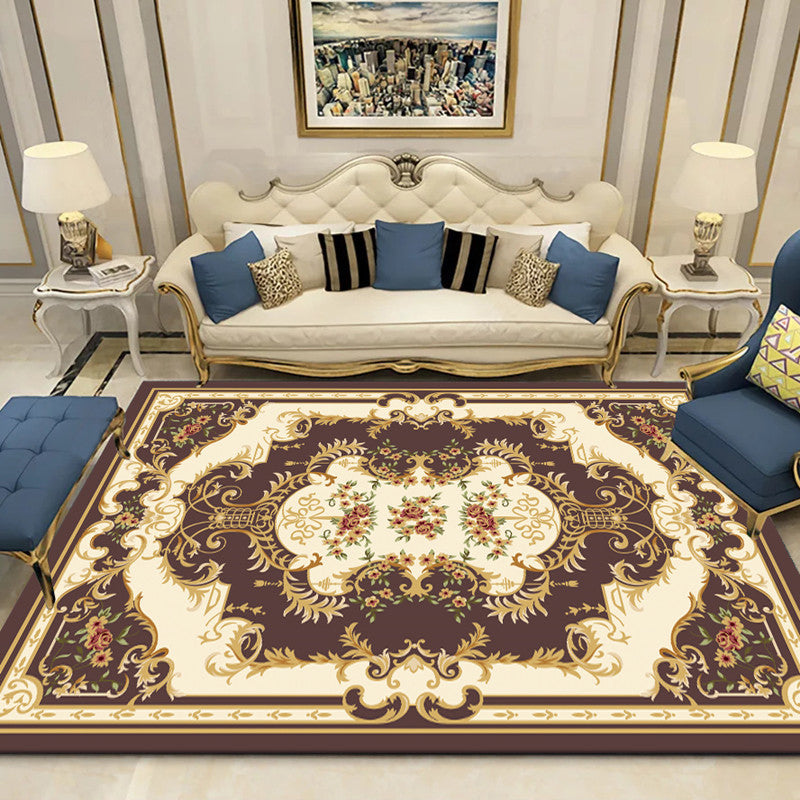Lisslune | Western Floral Printed Rug Multifunctional Polyester Rug Pet-friendly Non-slip Rug for Living Room