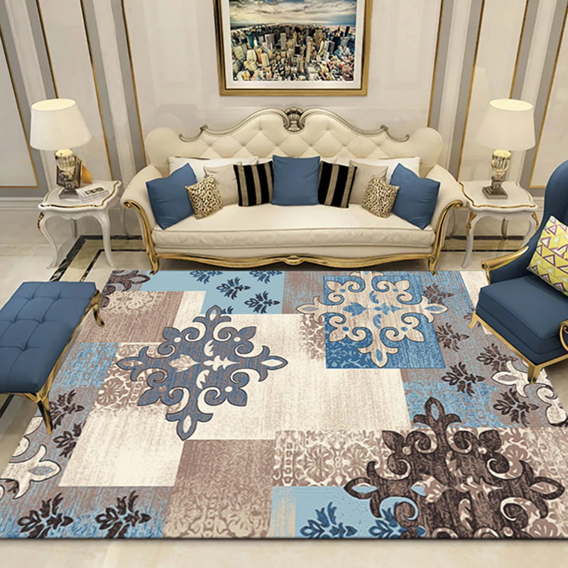 Lisslune | Indian Living Room Rug Multicolored Geometric Pattern Indoor Rug Polyester Pet Friendly Washable Rug