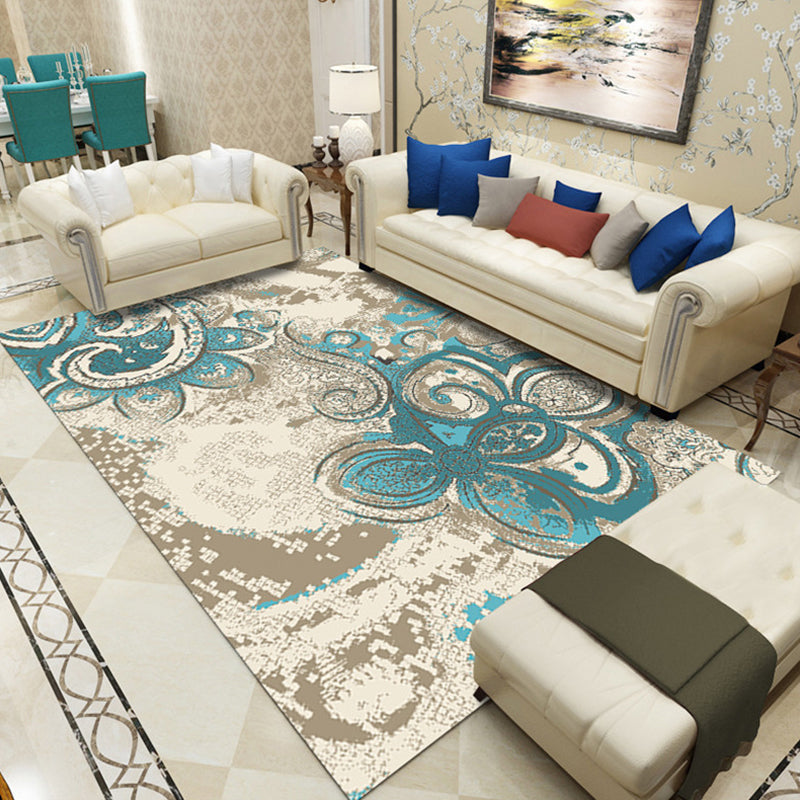 Lisslune | Indian Living Room Rug Multicolored Geometric Pattern Indoor Rug Polyester Pet Friendly Washable Rug
