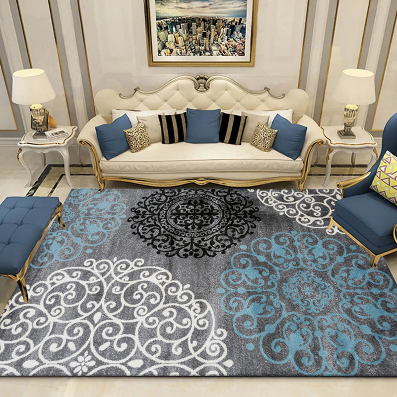 Lisslune | Indian Living Room Rug Multicolored Geometric Pattern Indoor Rug Polyester Pet Friendly Washable Rug