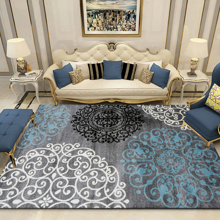 Lisslune | Indian Living Room Rug Multicolored Geometric Pattern Indoor Rug Polyester Pet Friendly Washable Rug