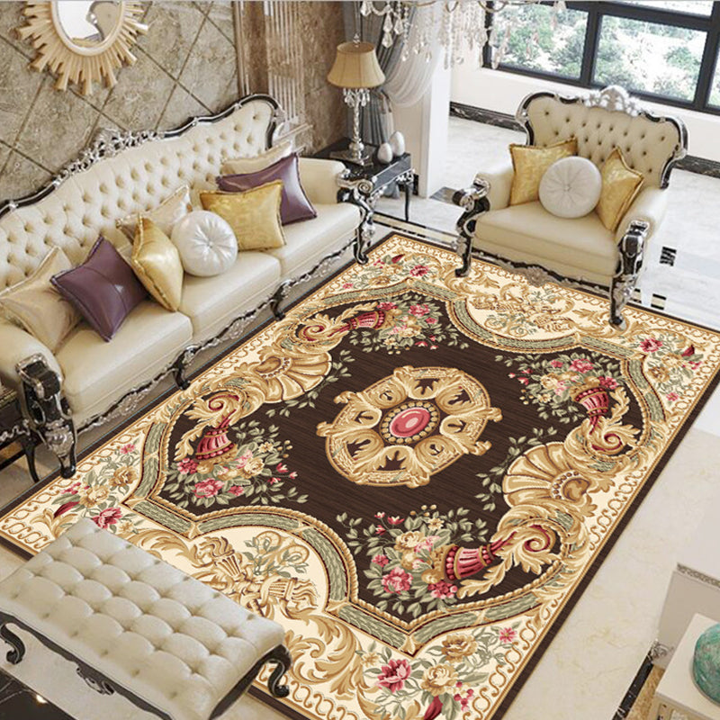 Lisslune | Olden Floral patterned carpet multicolored synthetic area rug non-slip backing pet-friendly rug for the living room