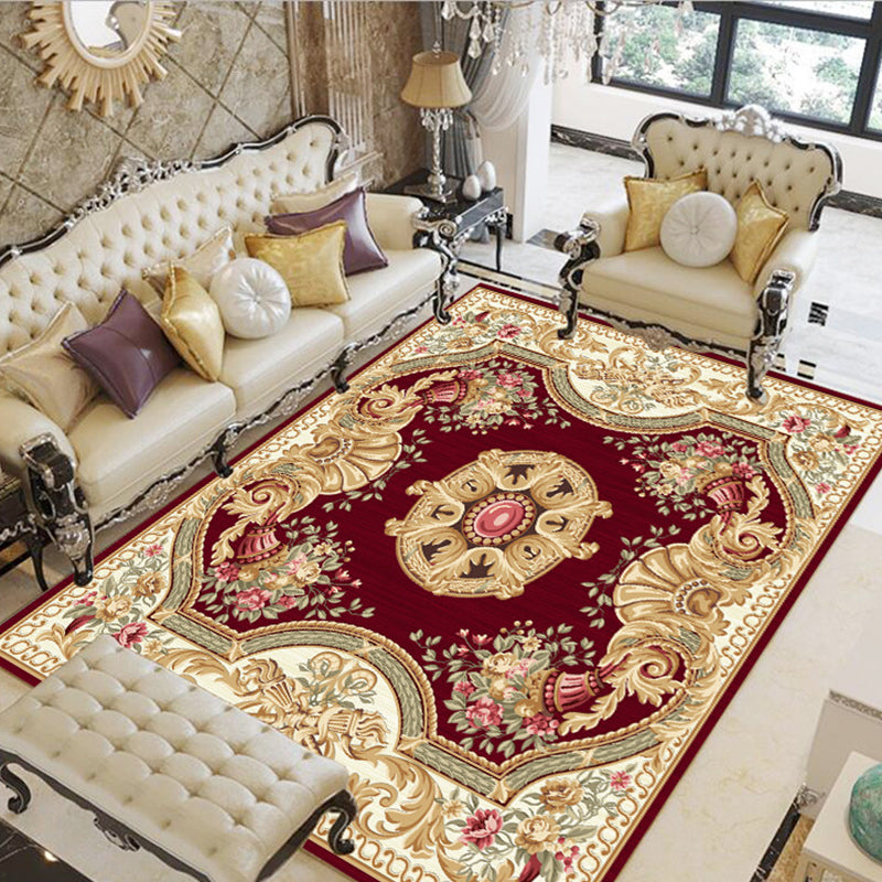 Lisslune | Olden Floral patterned carpet multicolored synthetic area rug non-slip backing pet-friendly rug for the living room