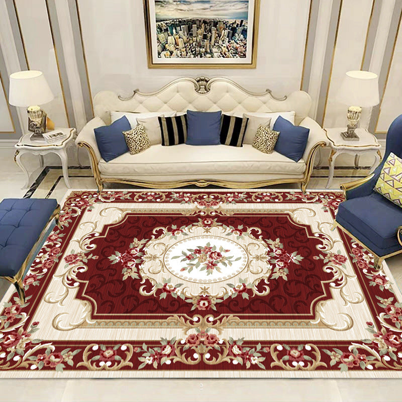 Lisslune | Olden Floral patterned carpet multicolored synthetic area rug non-slip backing pet-friendly rug for the living room