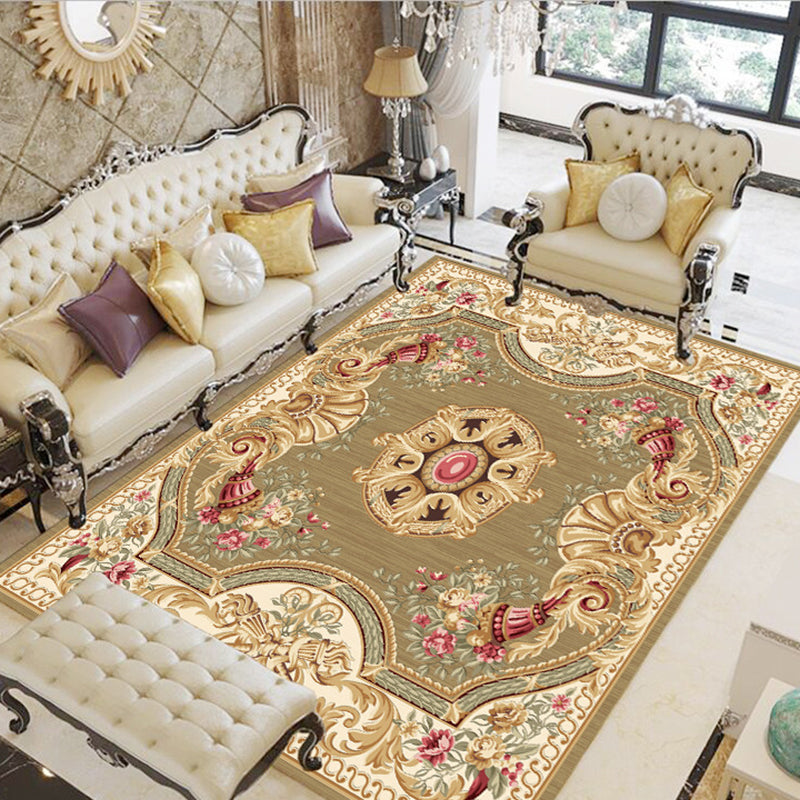 Lisslune | Olden Floral patterned carpet multicolored synthetic area rug non-slip backing pet-friendly rug for the living room