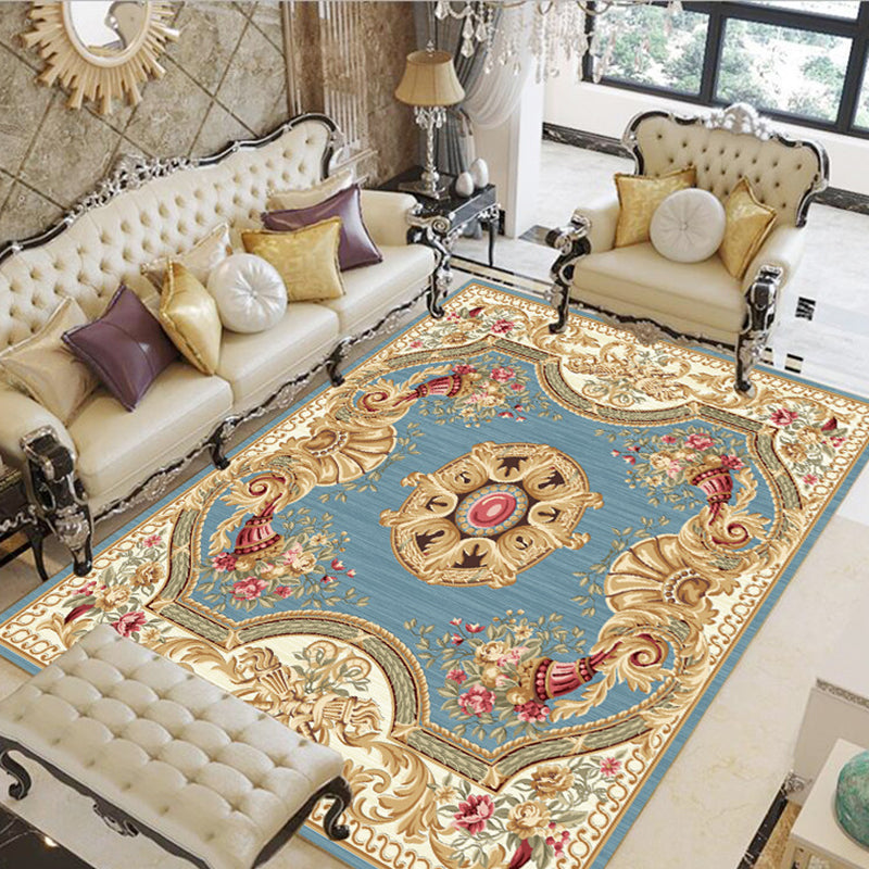 Lisslune | Olden Floral patterned carpet multicolored synthetic area rug non-slip backing pet-friendly rug for the living room