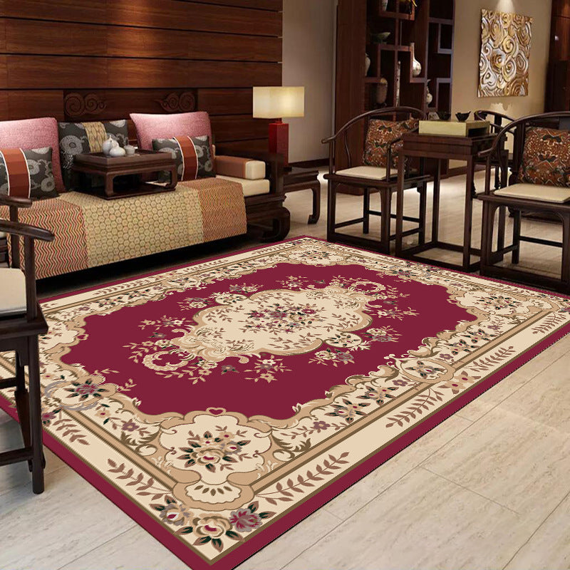 Lisslune | Olden Floral patterned carpet multicolored synthetic area rug non-slip backing pet-friendly rug for the living room