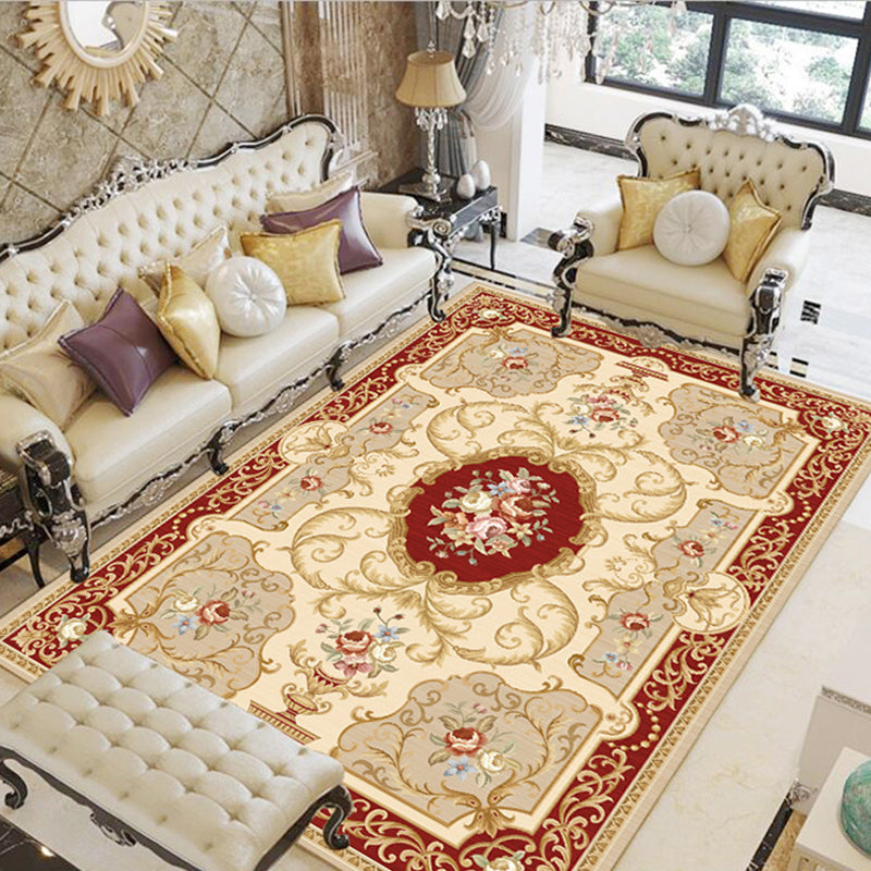 Lisslune | Olden Floral patterned carpet multicolored synthetic area rug non-slip backing pet-friendly rug for the living room