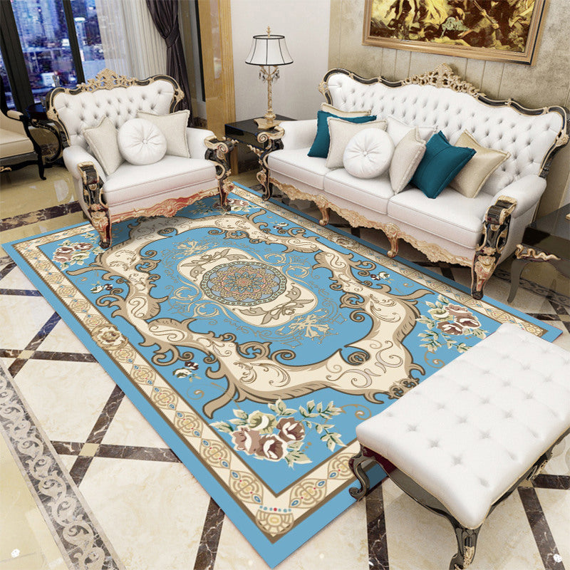 Lisslune | Retro floral pattern rug multicolored synthetic indoor rug easy-care pet-friendly rug for rooms
