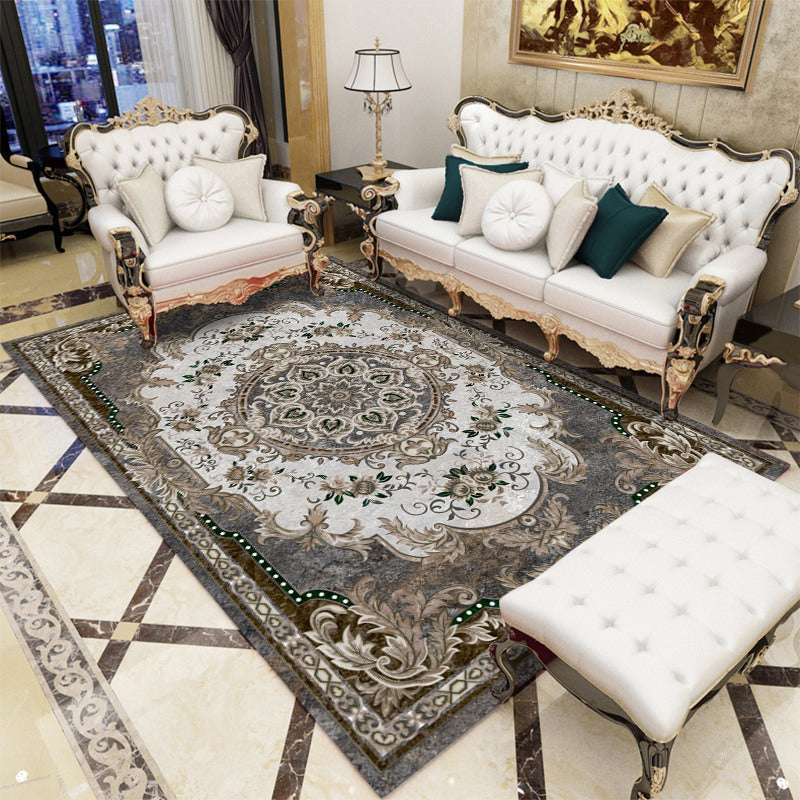 Lisslune | Retro floral pattern rug multicolored synthetic indoor rug easy-care pet-friendly rug for rooms