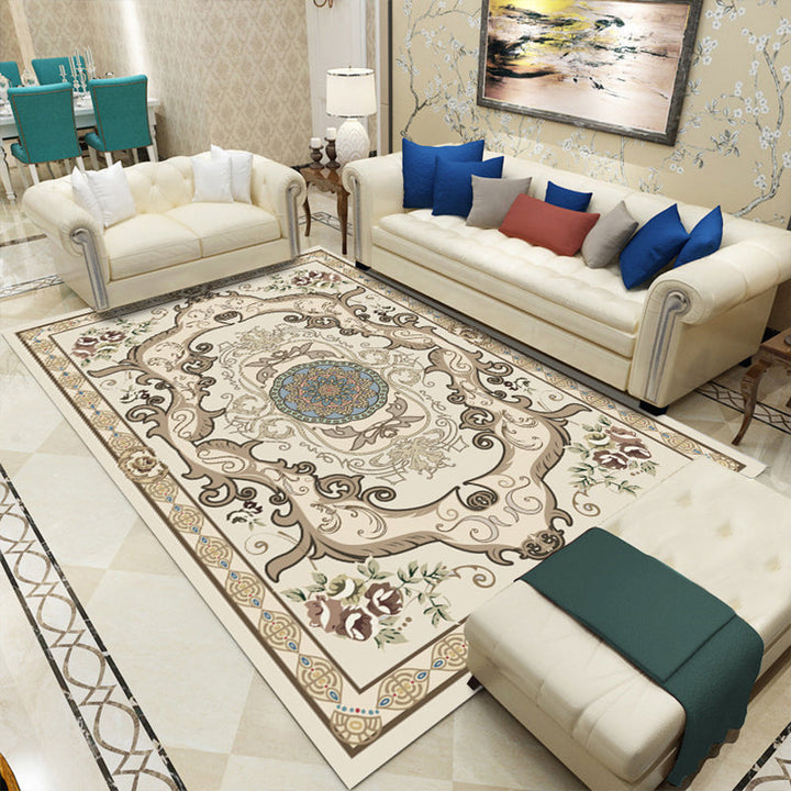 Lisslune | Retro floral pattern rug multicolored synthetic indoor rug easy-care pet-friendly rug for rooms