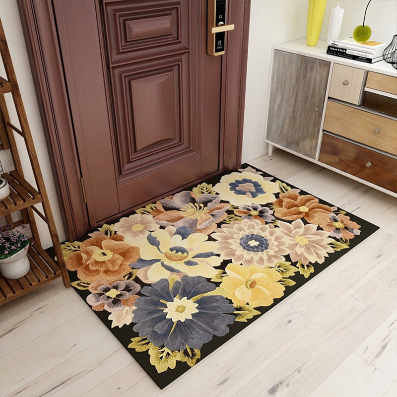 Lisslune | Americana Floral Pattern Rug Multicolored Polypropylene Area Rug Pet Friendly Machine Washable Indoor Rug for Living Room