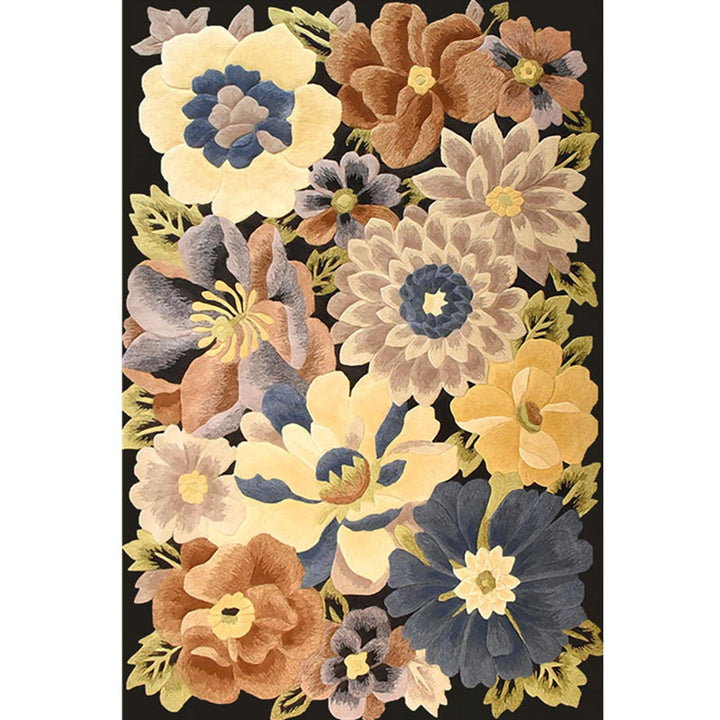 Lisslune | Americana Floral Pattern Rug Multicolored Polypropylene Area Rug Pet Friendly Machine Washable Indoor Rug for Living Room