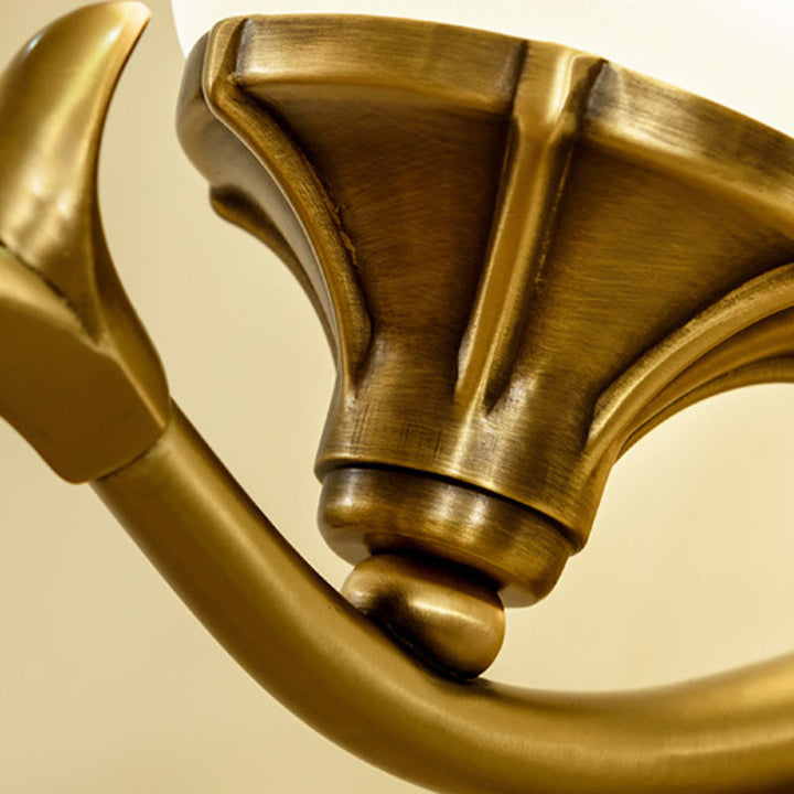 Skørter | Frosted Glass Brass Wall Lamp Bell 1/2-Bowl Vintage Wall Lighting with Elliptical Back Plate for Study