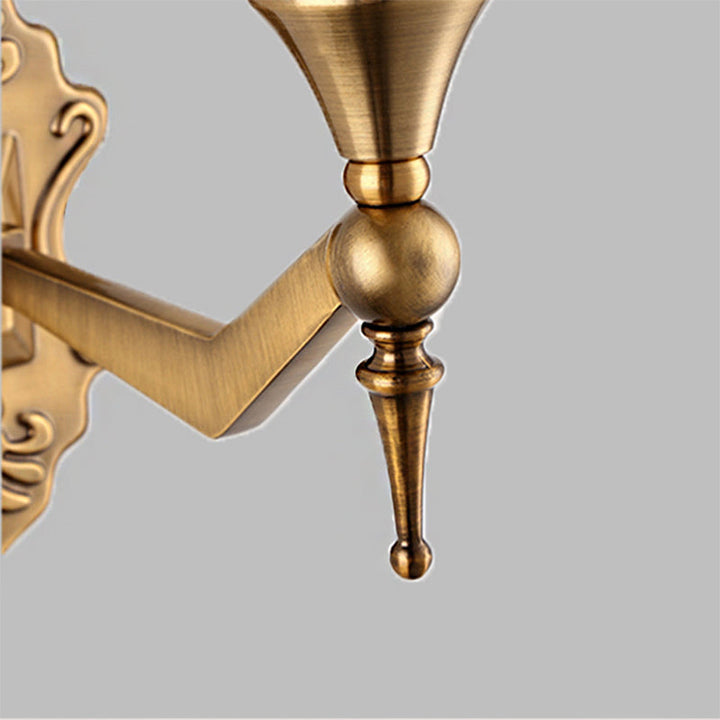Skørter | Traditional Flared Wall-Mounted Lamp 1/2-Light A Frosted Glass Shade Wall Sconce Light in Gold for Bathroom