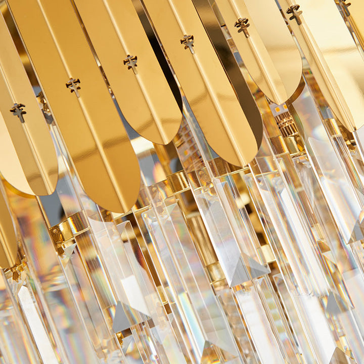 Lisslune | Stacked Wall Light Modernist Metal 1 Light Brass Wall Lamp with Clear Crystal Block for Nightstand