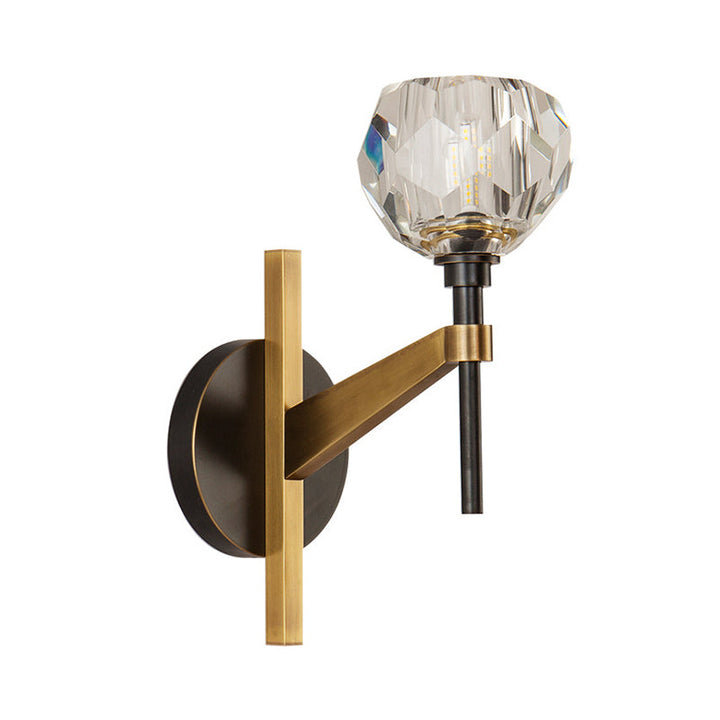 Lisslune | Modern Style Dome Wall Light Clear Crystal 1 Light Living Room Wall Lamp in Brass Finish