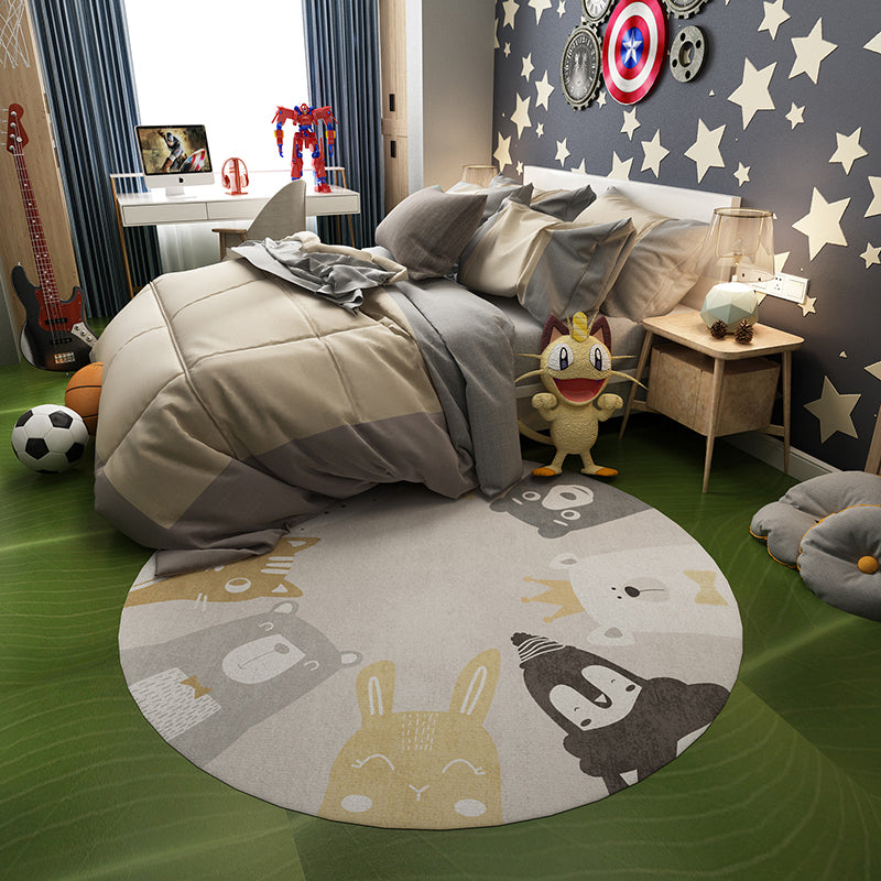 Lisslune | Casual Kids Bedroom Rug Multicolor Cartoon Indoor Rug Polyester Non-Slip Easy Care Area Rug