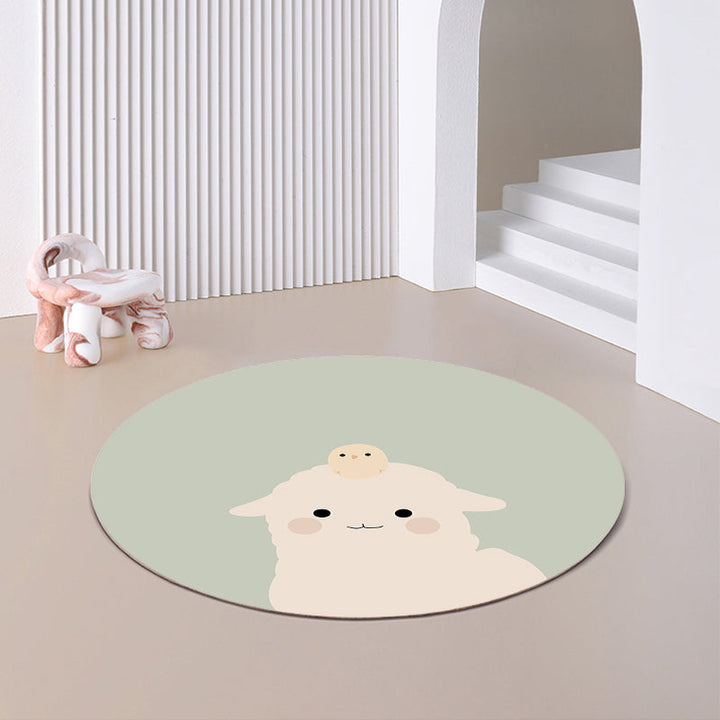 Lisslune | Relaxing Cartoon Print Rug Multicolored Polyester Rug Non-slip Machine Washable Easy Care Rug for Kids