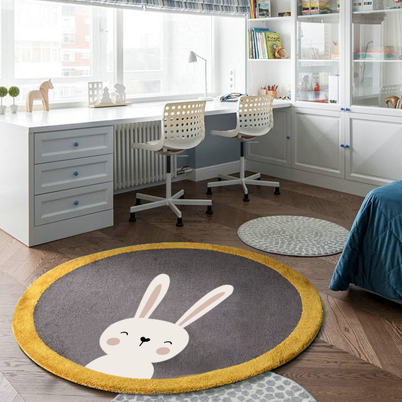 Lisslune | Relaxing Cartoon Print Rug Multicolored Polyester Rug Non-slip Machine Washable Easy Care Rug for Kids