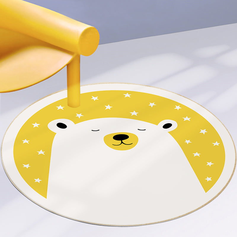 Lisslune | Relaxing Cartoon Print Rug Multi-Color Polyester Rug Non-Slip Machine Washable Easy Care Rug for Kids