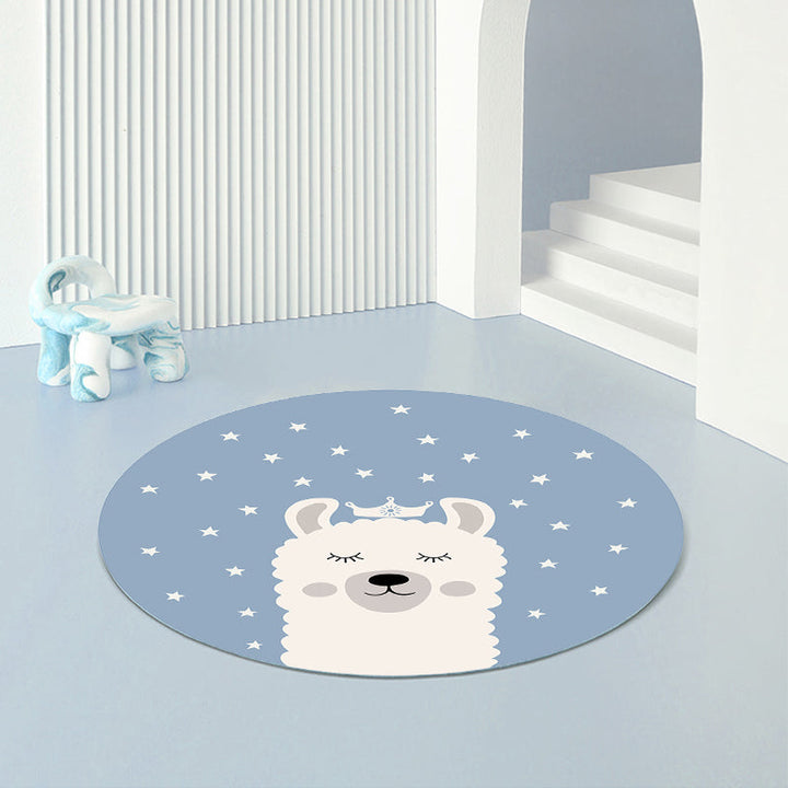 Lisslune | Relaxing Cartoon Print Rug Multi-Color Polyester Rug Non-Slip Machine Washable Easy Care Rug for Kids