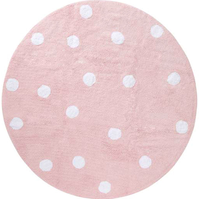 Lisslune | Multicolored simple rug Polyester polka dot print rug pet-friendly non-slip backing rug for children's room