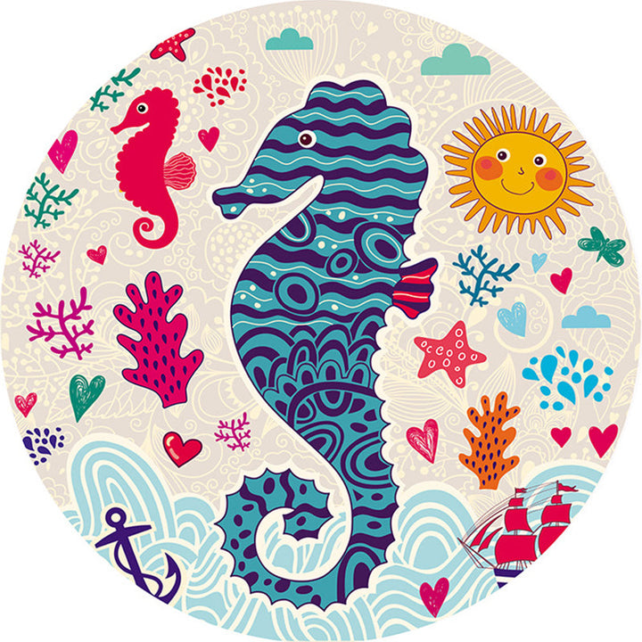 Lisslune | Calming Cartoon Rug Multicolor Cute Area Rug Polypropylene Non-Slip Machine Washable Rug for Kids