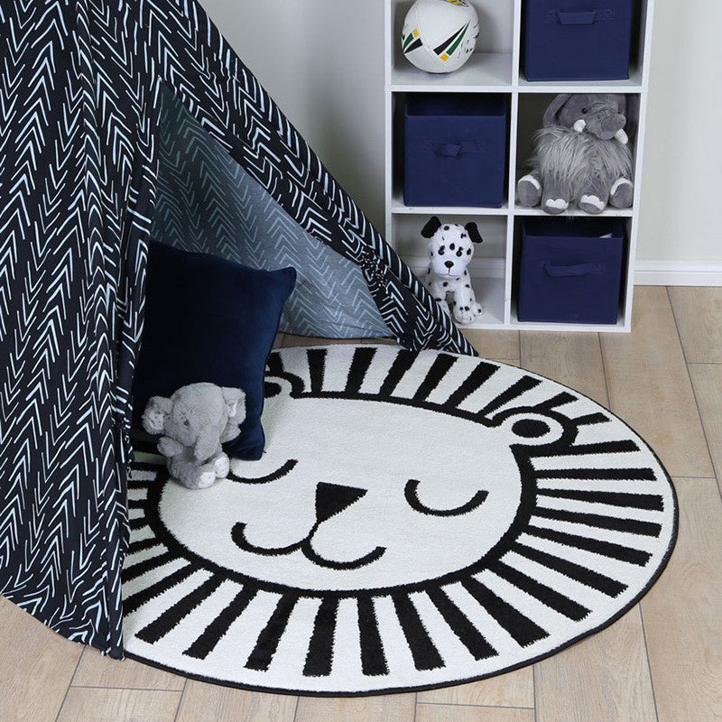 Lisslune | Classic Children's Room Rug Multicolored Cartoon Print Rug Polypropylene Washable Non-Slip Backing Rug