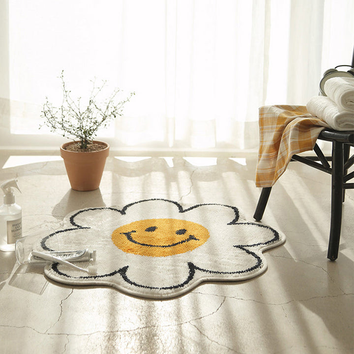 Lisslune | Irregular Shape Flower-rich Carpet Multicolored Designer Carpet Synthetic Non-slip Back Pet-friendly Carpet for Children