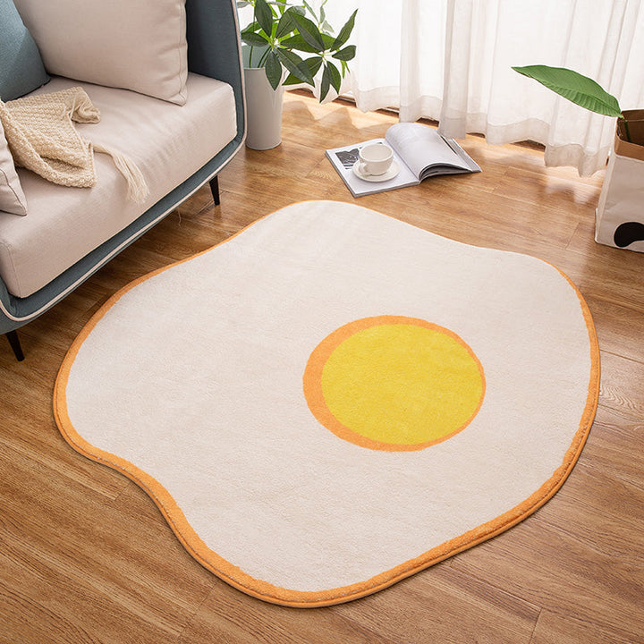 Lisslune | New Item Shape Egg Print Rug Yellow Funky Indoor Rug Polypropylene Pet-Friendly Easy-Care Rug for Decor