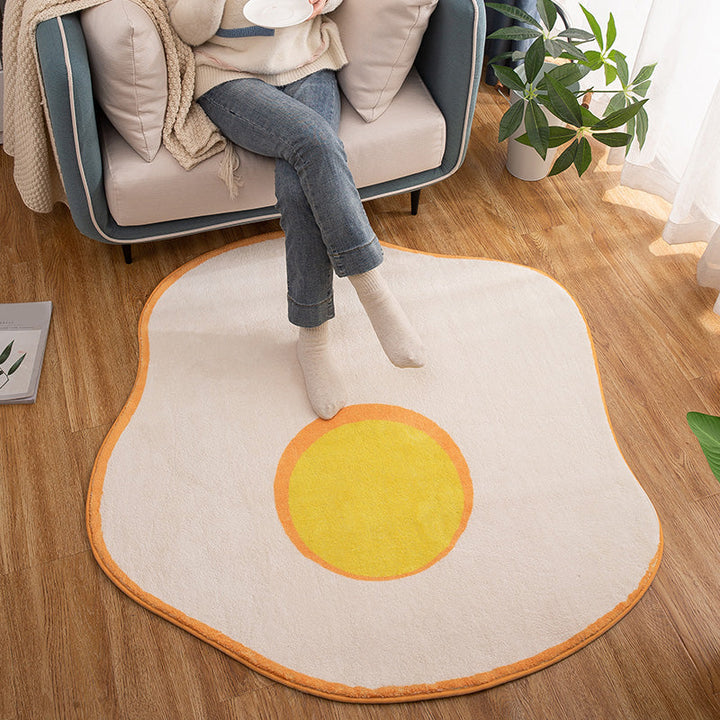 Lisslune | New Item Shape Egg Print Rug Yellow Funky Indoor Rug Polypropylene Pet-Friendly Easy-Care Rug for Decor