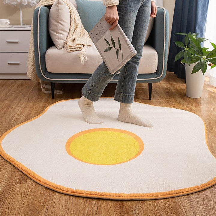 Lisslune | New Item Shape Egg Print Rug Yellow Funky Indoor Rug Polypropylene Pet-Friendly Easy-Care Rug for Decor