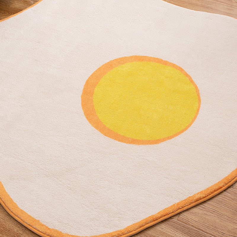Lisslune | New Item Shape Egg Print Rug Yellow Funky Indoor Rug Polypropylene Pet-Friendly Easy-Care Rug for Decor