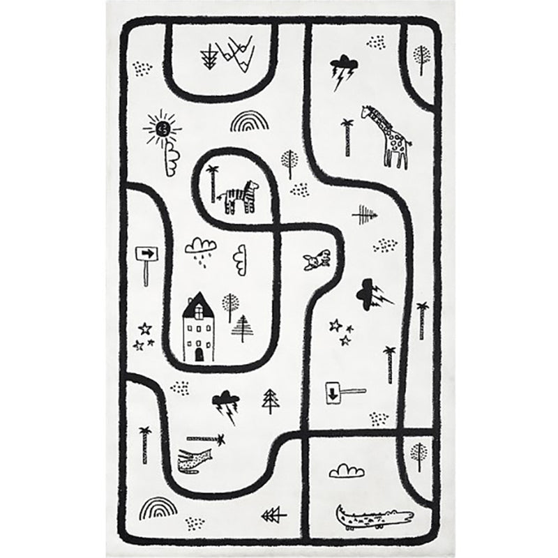 Lisslune | Unique Children's Room Carpet Multicolored Plant Print Carpet Polyester Non-slip Pet-friendly Stain-resistant Carpet