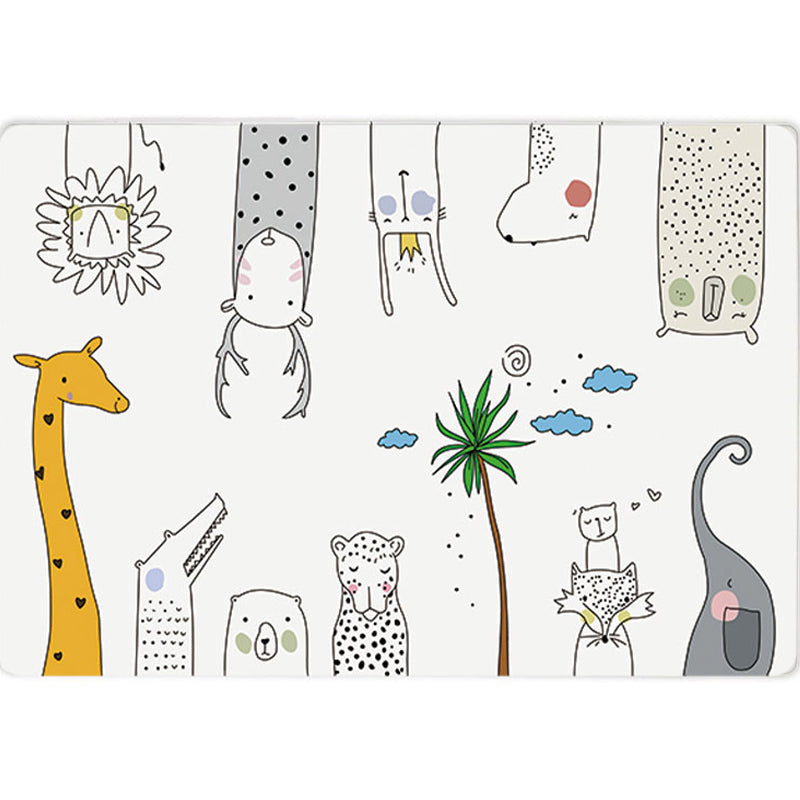 Lisslune | Unique Children's Room Carpet Multicolored Plant Print Carpet Polyester Non-slip Pet-friendly Stain-resistant Carpet
