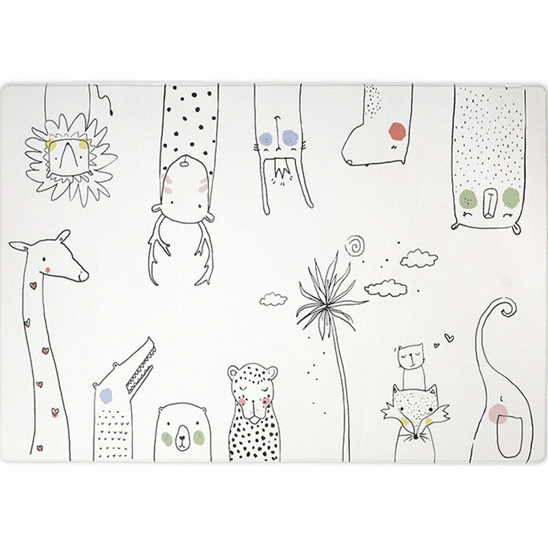 Lisslune | Unique Children's Room Carpet Multicolored Plant Print Carpet Polyester Non-slip Pet-friendly Stain-resistant Carpet