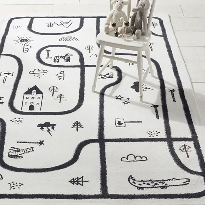 Lisslune | Unique Children's Room Carpet Multicolored Plant Print Carpet Polyester Non-slip Pet-friendly Stain-resistant Carpet