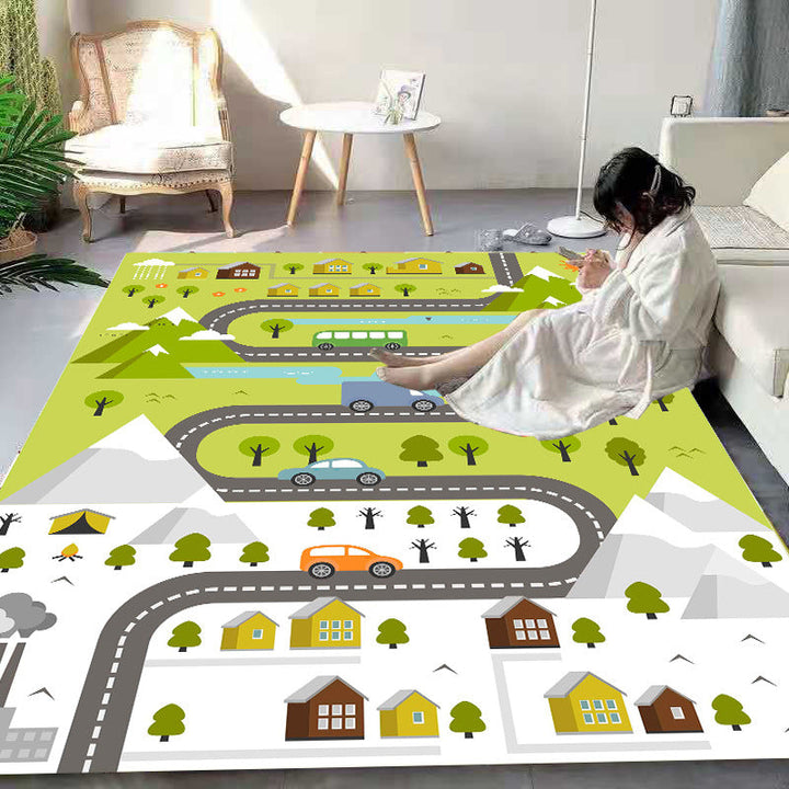 Lisslune | Beautiful Cartoon Print Carpet Multicolored Polyester Area Rug Non-Slip Back Machine Washable Rug for Kids