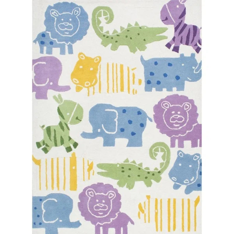 Lisslune | Funky Kids Bedroom Rug Multicolor Cartoon Area Rug Polyester Pet-Friendly Machine Washable Rug